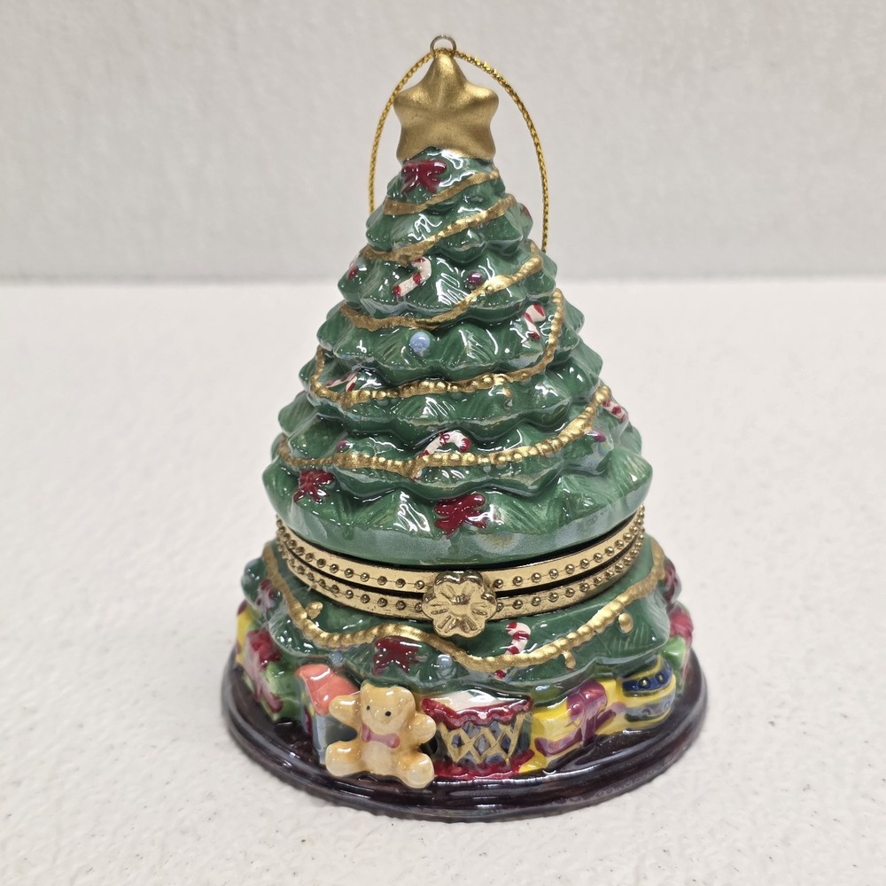 Mr. Christmas Tree Revolving Train Ornament Music Box Oh Christmas Tree